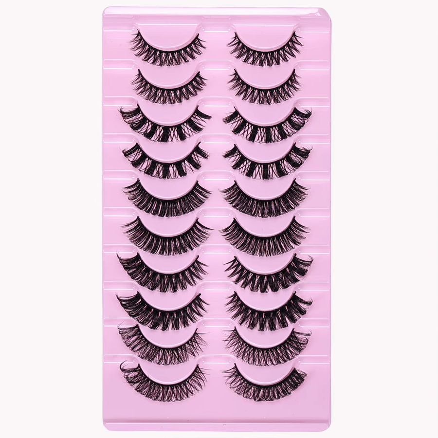JIEFUXIN Künstliche Wimpern, 10 Paar, D-Curl, Wispy-3D-Effekt, Natürlich - Bild 6