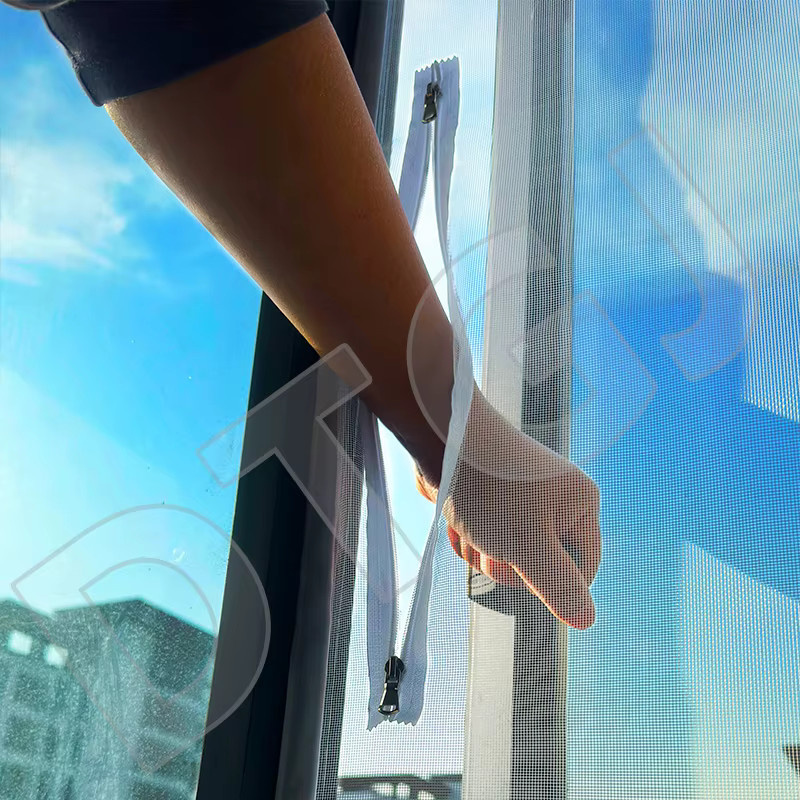 DTGJ Moskitonetz-Fenstergitter mit Reißverschlussgriff aus weißem Tüll und unsichtbarem Fiberglas in Weiß - Bild 3