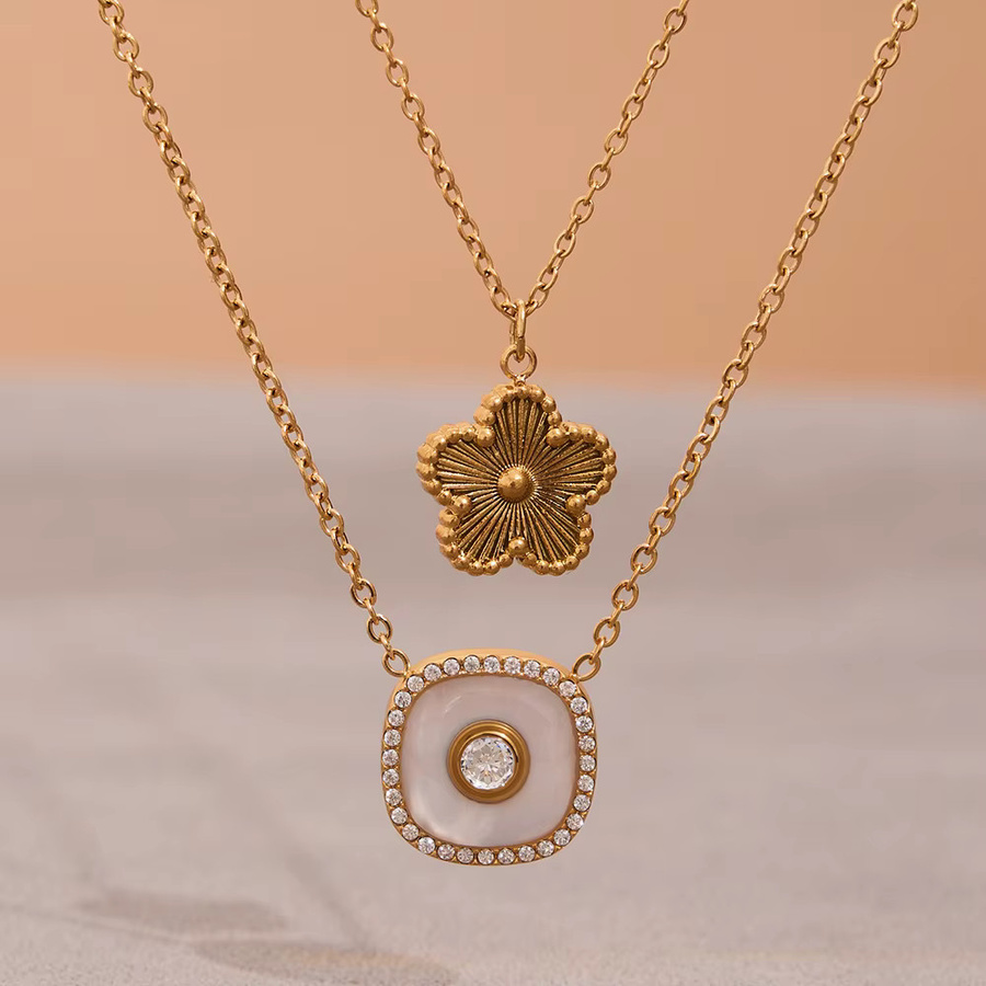 Schmuck-Set Edelstahl, Zirkonia, Gold, Damen - Bild 1