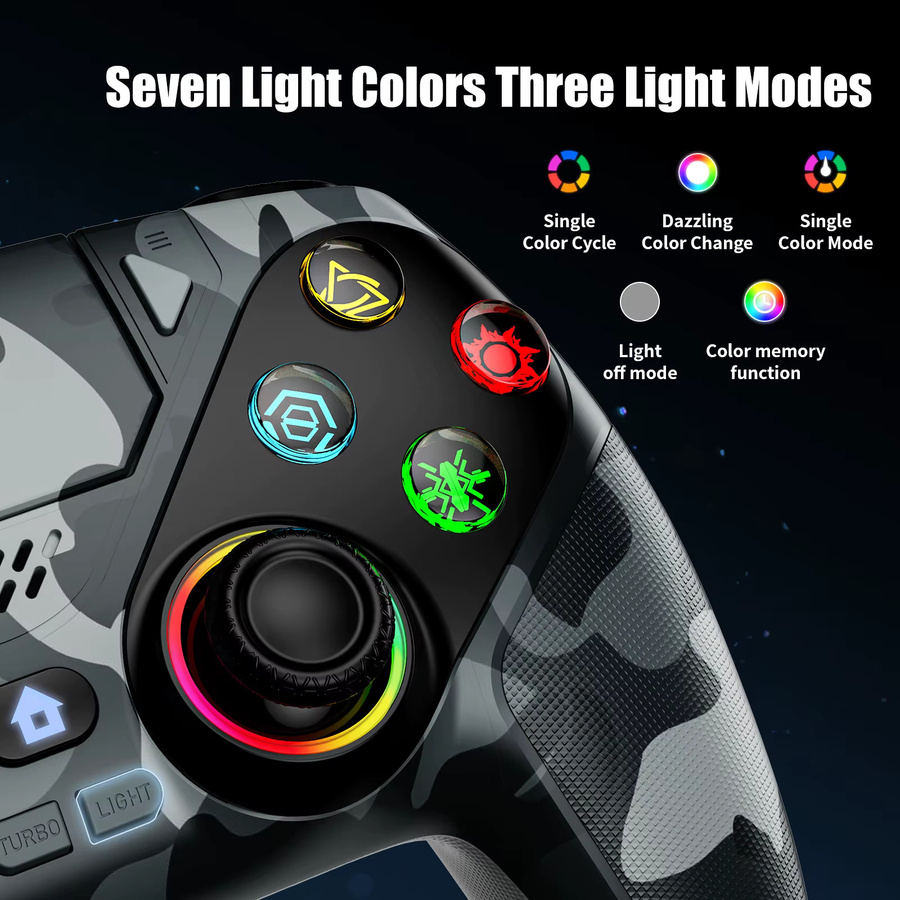 Bonacell Kabelloser Controller für PlayStation 5 PS5 Pro Slim und PC mit Hall-Effekt, RGB-Beleuchtung und Turbo-Programmierung, Farbe: Rot - Bild 3