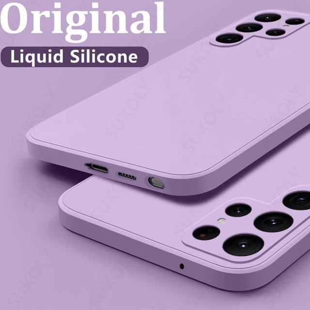 Stoßfeste Flüssigsilikon Handyhülle für Samsung Galaxy S25 Ultra S24 S23 S22 FE A56 A55 A54 A53 A17 A16 5G in Lichtlila - Bild 1