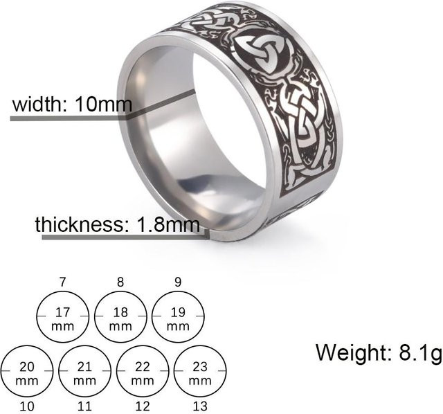 YULIN Ring Edelstahl, Schwarz, Triquetra Irischer Knoten, Unisex - Bild 1