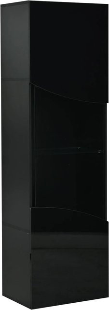 Merax Vitrinenschrank mit LED-Beleuchtung und Wellenoptik in Schwarz, B/T/H: 35 x 50 x 165 cm - Bild 1