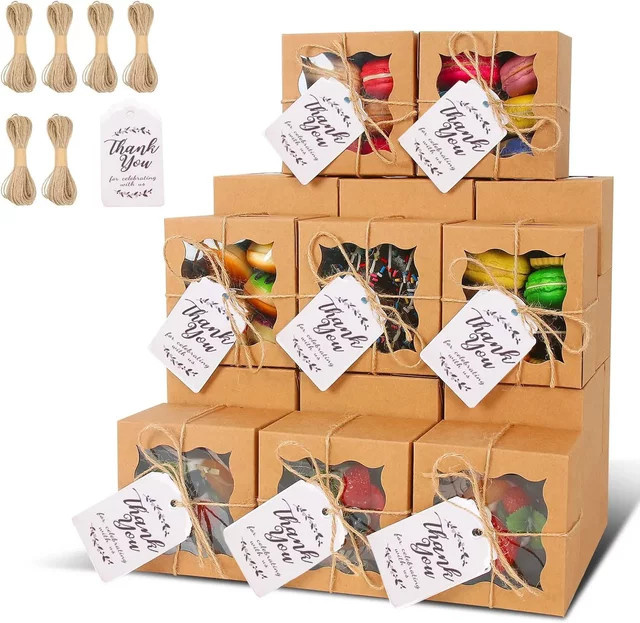 Einweg Cupcake-Boxen aus Kraftpapier mit Sichtfenster in Braun, B/T/H: 10,16 x 10,16 x 6,35 cm - Bild 1