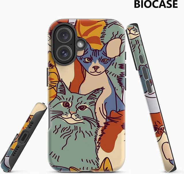 Cat Crowd Handyhülle für iPhone 17 16 15 14 13 12 11 Pro Max Plus mit doppelschichtiger Rückseite in Multicolour - Bild 1