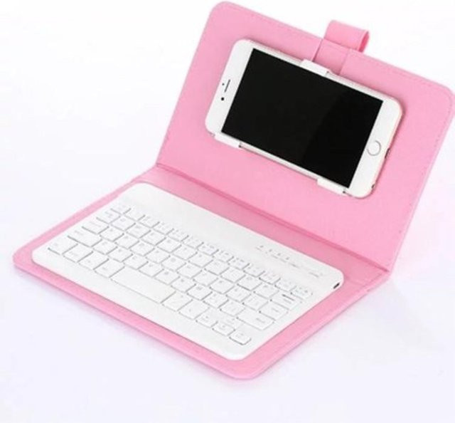 Keep Health Care Tragbares Bluetooth Tastatur und Leder Hülle Set in Rosa - Bild 1