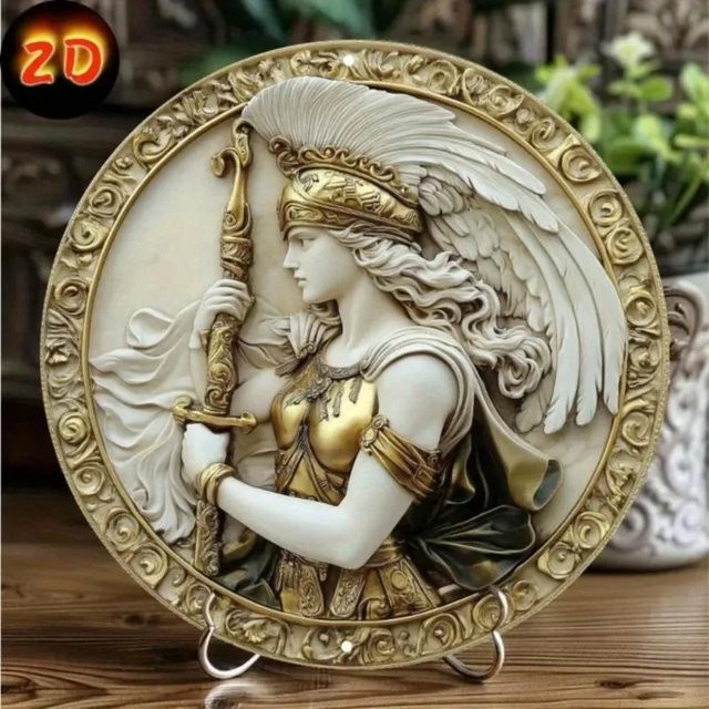CIFBUY Retro-Wandkunst aus Metall mit Athene-Motiv, Rund, Mehrfarbig, B/H: 20,3 x 20,3 cm - Bild 1