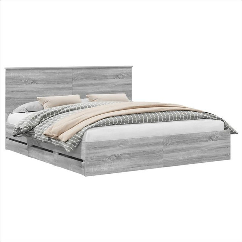Modernes Funktionsbett vidaXL aus Holzwerkstoff in Grau, B/T/H: 200 x 200 x 46,51 cm - Bild 1