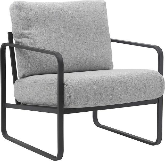 DELUKE Lounger Sessel JAKART Clubsessel aus Stoff in Hellgrau mit Metallrahmen B/T/H: 70 x 74 x 82 cm - Bild 1