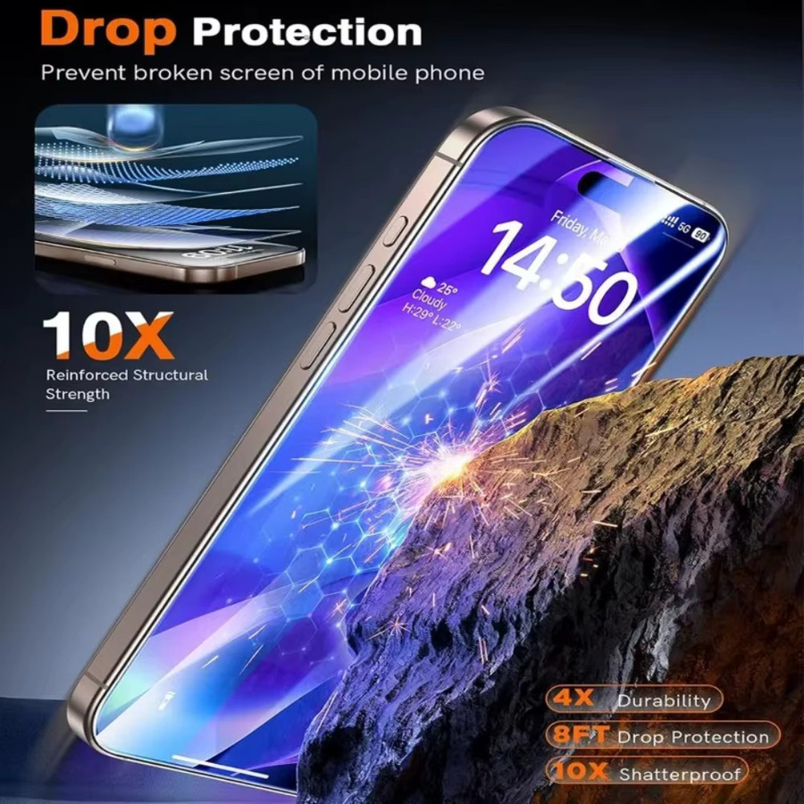 5 Stück ultraklare Displayschutzfolie aus gehärtetem Glas mit 9H Härte für Apple iPhone 17 16 15 14 13 12 11 Pro Max Plus Air XR XS in Transparent - Bild 4