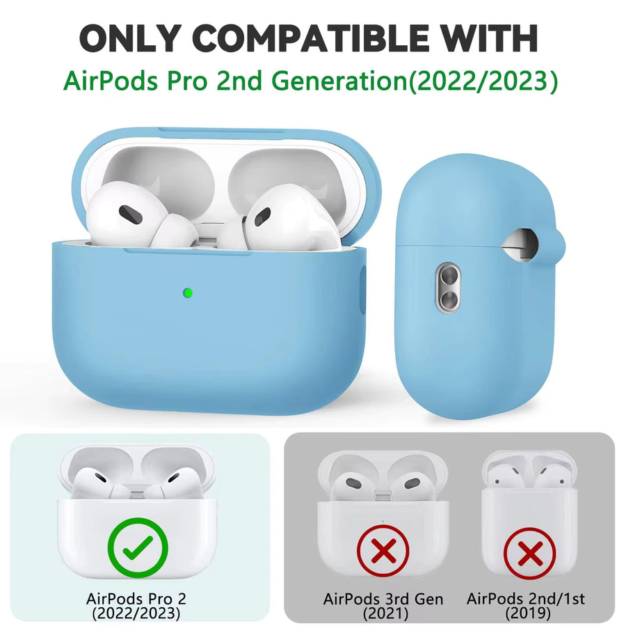 Silikon Schutzhülle für Apple AirPods Pro 1. und 2. Generation mit USB-C Anschluss inklusive Reinigungsset in Pink und Blau - Bild 1