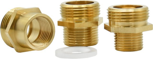 Messing Reduzierverbinder mit Außengewinde M30 x G1/2 x G3/4 in Gold für Armaturen in Küche und Bad - Bild 1