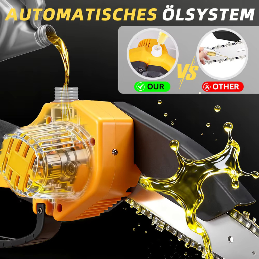 MELLWIN 6 Zoll Akku-Kettensäge Mini-Handkettensäge für Makita 18V LXT Akku, Orange - Bild 5
