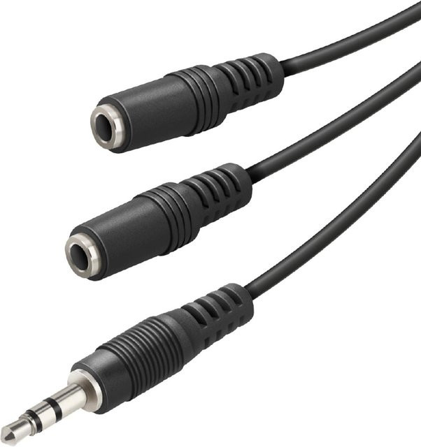 Vivanco Audio-Splitter 3,5mm Klinke, Schwarz, 0,2m - Bild 1