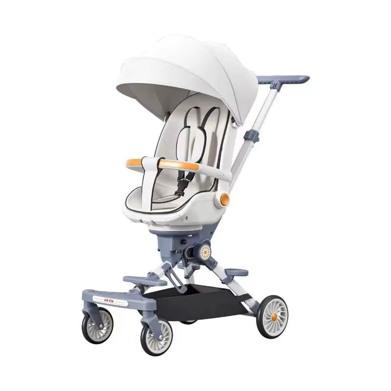 Leichter faltbarer Reisekinderwagen mit Allradantrieb und Wendesitz in Weiß - Bild 4
