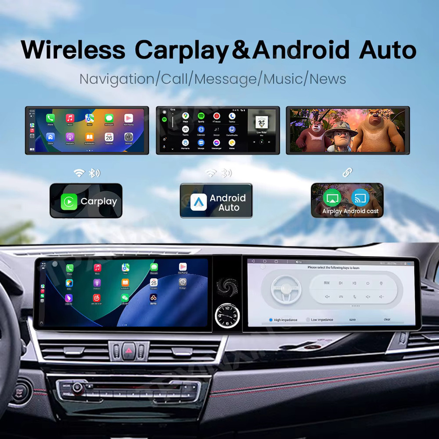 TPXINXIN Dual-Screen-Stereo-Player für BMW 2er Active Tourer F45 2014-2018 mit 24,6 Zoll Android Auto CarPlay und GPS in Schwarz - Bild 6