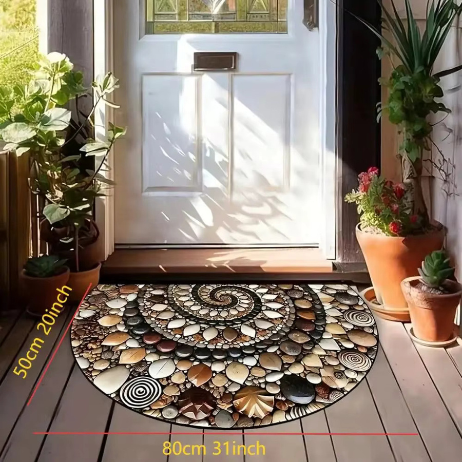 VIKAMA Willkommens-Türmatte im amerikanischen Stil, halbrunde rutschfeste Eingangsmatte für Küche und Schlafzimmer, Mehrfarbig, B: 60 cm, T: 40 cm - Bild 3