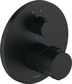 Duravit Fertigmontageset UP-THM mit Thermostat und Safety Stop, Rosette rund, schwarz matt - Bild 1