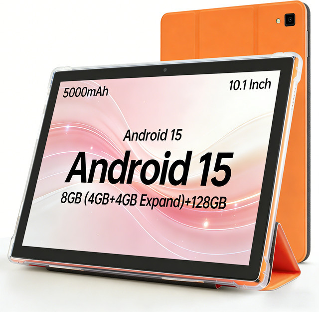 Paitanry Android 15 Tablet mit 8GB RAM, 128GB ROM, 8 Zoll IPS HD Display, 5000mAh Akku, Orange - Bild 1