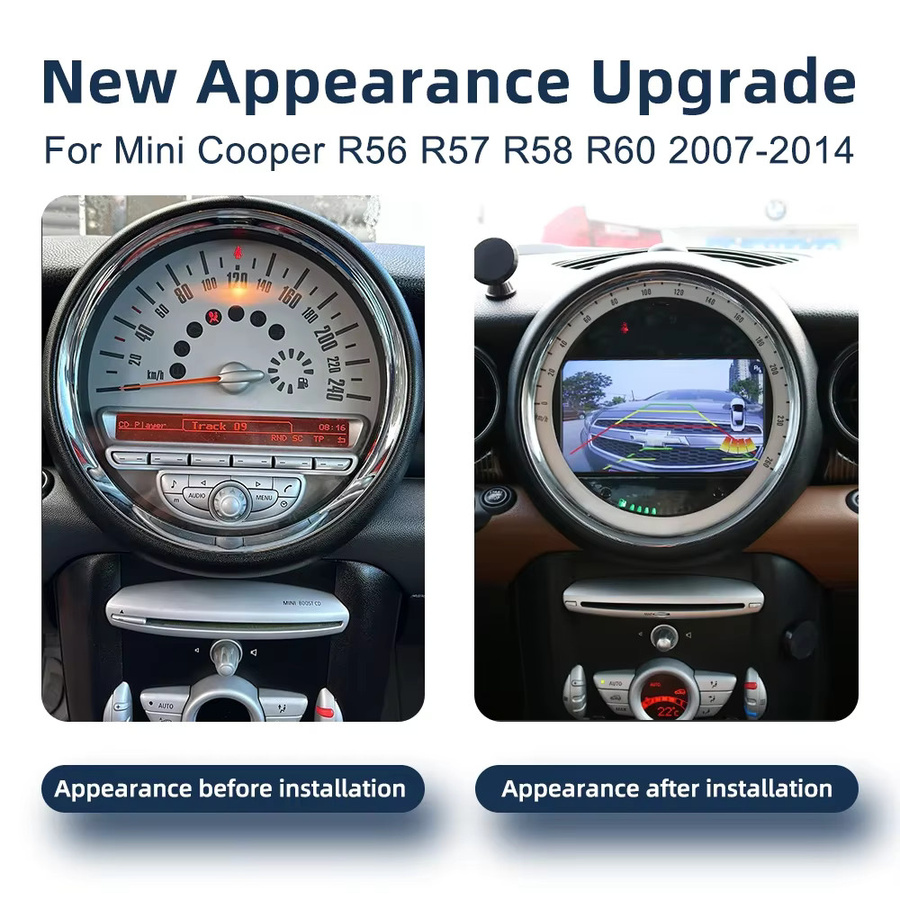 COOROAD Android 13 Auto Multimedia Player mit 12GB RAM und 256GB Speicher, CarPlay, GPS, 4G WiFi und DSP RDS Radio für BMW Mini Cooper R56 R57 R58 R60 (2007-2014), Schwarz - Bild 2
