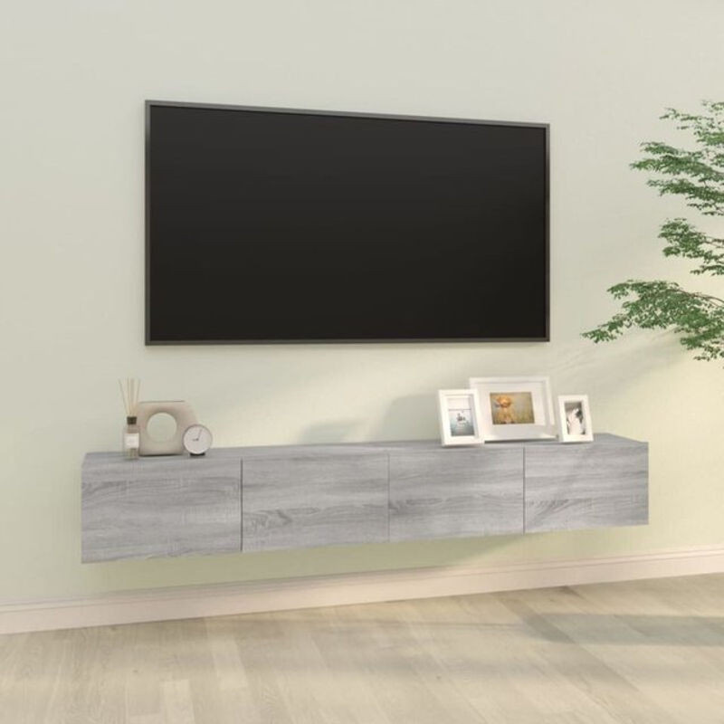 VIDAXL TV-Wandschränke Set aus 2 Stück, Modern, Grau, Holzwerkstoff, B/T/H: 100 x 30 x 30 cm - Bild 1