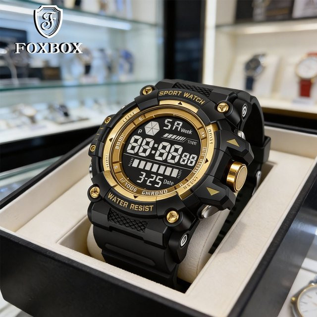 FOXBOX Armbanduhr, Quarz, Digitaluhr, Kunststoff, Schwarz, Herren - Bild 1