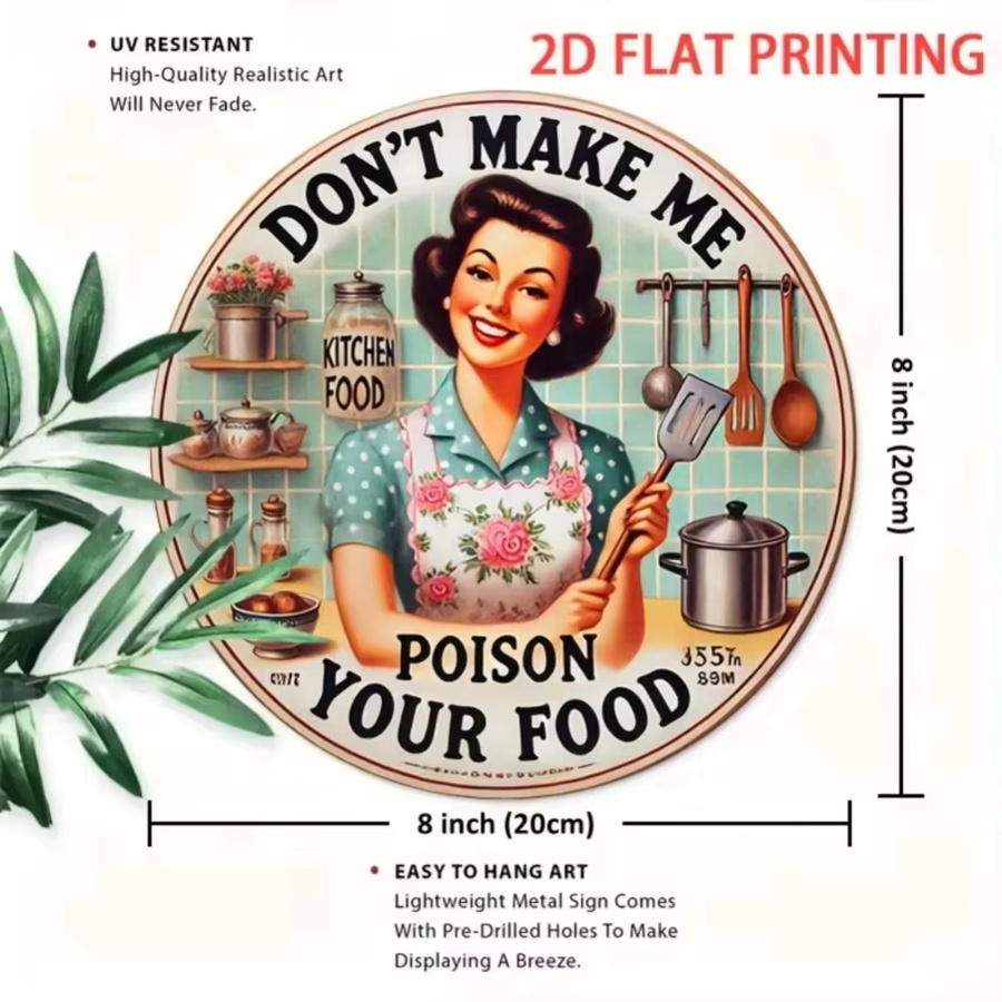 HELLOYOUNG 2D-Metallschild Don't Make Me Poison Your Food in Multicolour, Durchmesser: 20 cm - Bild 2