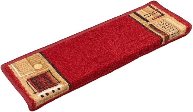vidaXL Stufenmatten selbstklebend aus Polyamid, 5 Stück, Rot, B: 65 cm, T: 21 cm, H: 4 cm - Bild 1