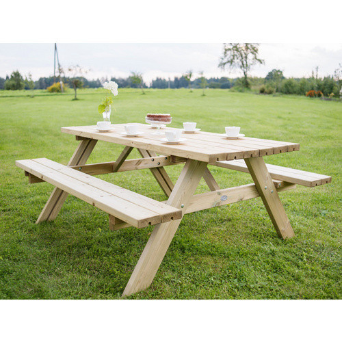 AXI Picknicktisch Julie aus Kiefernholz in Natur, 6 Sitzplätze, B/T/H: 177 x 154 x 74 cm - Bild 3