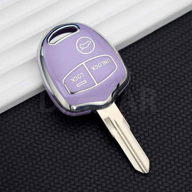 DAFAKEYS Schlüsselhülle für Mitsubishi Lancer EX Evolution Grandis Outlander Triton Pajero ASX mit 2/3 Tasten in Schwarz, Weiß, Grau oder Lila - Bild 1