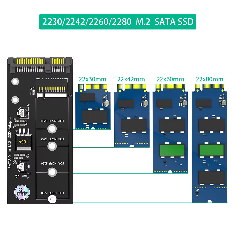 deepartner M.2 NGFF SSD zu SATA 3.0 Adapter B & M Key in Schwarz für SSD 2280 2260 2242 2230 - Bild 3
