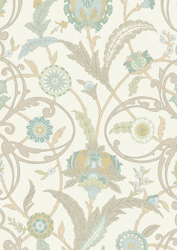 Lewis & Wood Tapete Ipek Damask Ceramic in Schwarz Gold Multicolour mit floralem und orientalischem Design, Breite: 134 cm - Bild 2
