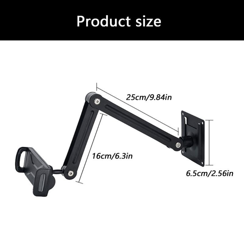 Wonderlands Wandmontierter Handyhalter aus Kohlenstoffstahl in Schwarz mit einstellbarem klappbarem Arm und Rotationsdämpfung für Smartphones und Tablets - Bild 4
