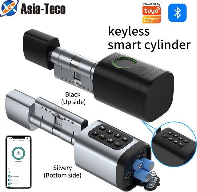 Asia-Teco Intelligenter Fingerabdruck-Schlosskern mit RFID-Tastatur und Passwort für Holztüren, kompatibel mit der Tuya App - Bild 1