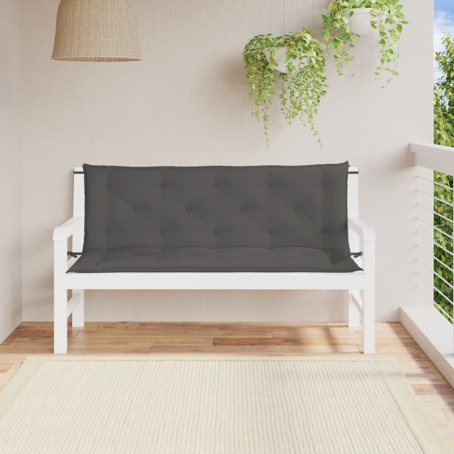 vidaXL Gartenbank-Auflagen 2er-Set Anthrazit aus wasserabweisendem Oxford-Gewebe B/T/H: 150 x 50 x 7 cm - Bild 4