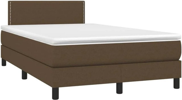 vidaXL Boxspringbett mit Matratze in Dunkelbraun, Hybrid-Bett mit LED-Unterbettbeleuchtung und USB-Ladeanschluss, B/T: 120 x 190 cm - Bild 1