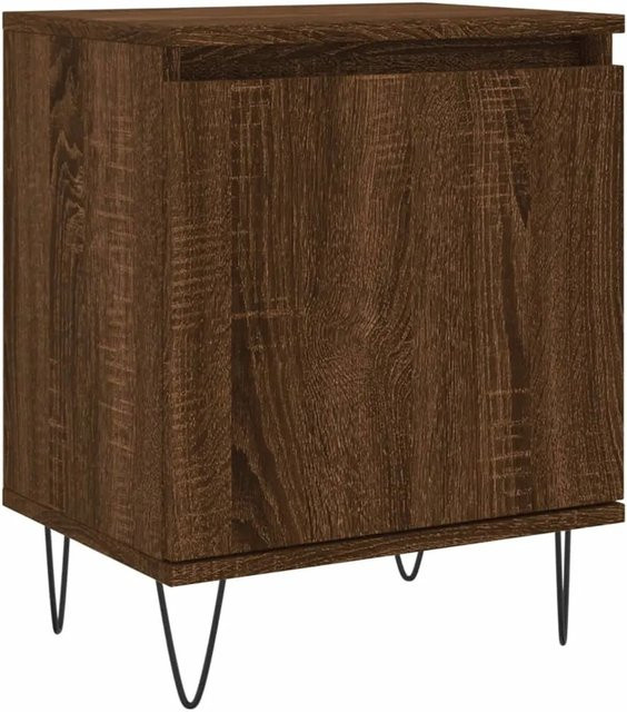 vidaXL Nachttisch in Braun mit Eichen-Optik aus Holzwerkstoff und Eisen, B/T/H: 40 x 30 x 50 cm - Bild 1