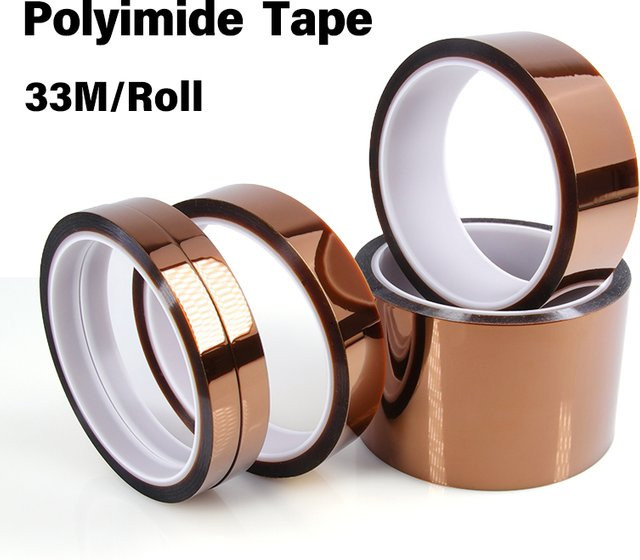 Hochtemperatur-BGA-Klebeband aus goldfarbener Polyimid-Goldfolie, selbstklebendes Isolierband zum Schutz von 3D-Druckplatinen, 33 m Rolle - Bild 1