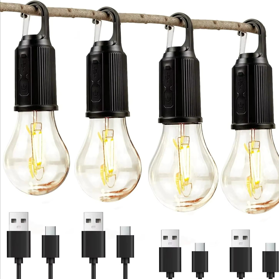 NEWBIRTH LED-Campingleuchte, USB wiederaufladbare Laterne in Schwarz mit transparentem Gehäuse, 300 lm, warmweißes Licht mit Haken und Notbeleuchtungsfunktion - Bild 4