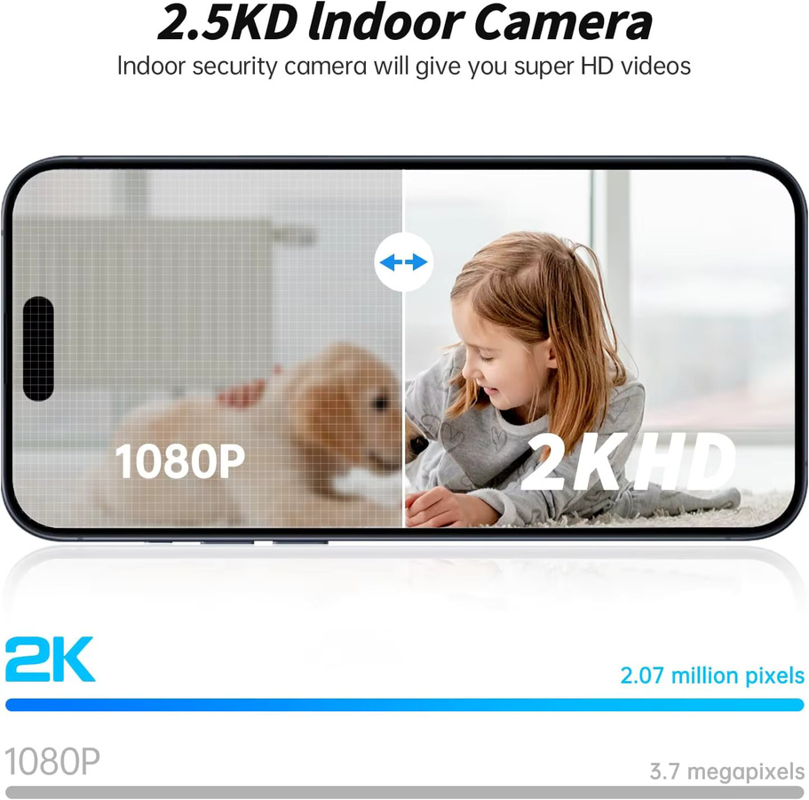 WESECUU 2K HD Innen-Sicherheitskamera mit Dual-Band WiFi, Schwenk-Neige-Funktion, IR-Nachtsicht, Bewegungserkennung und Zwei-Wege-Audio als Baby- oder Tier-Monitor, Alexa-kompatibel - Bild 5