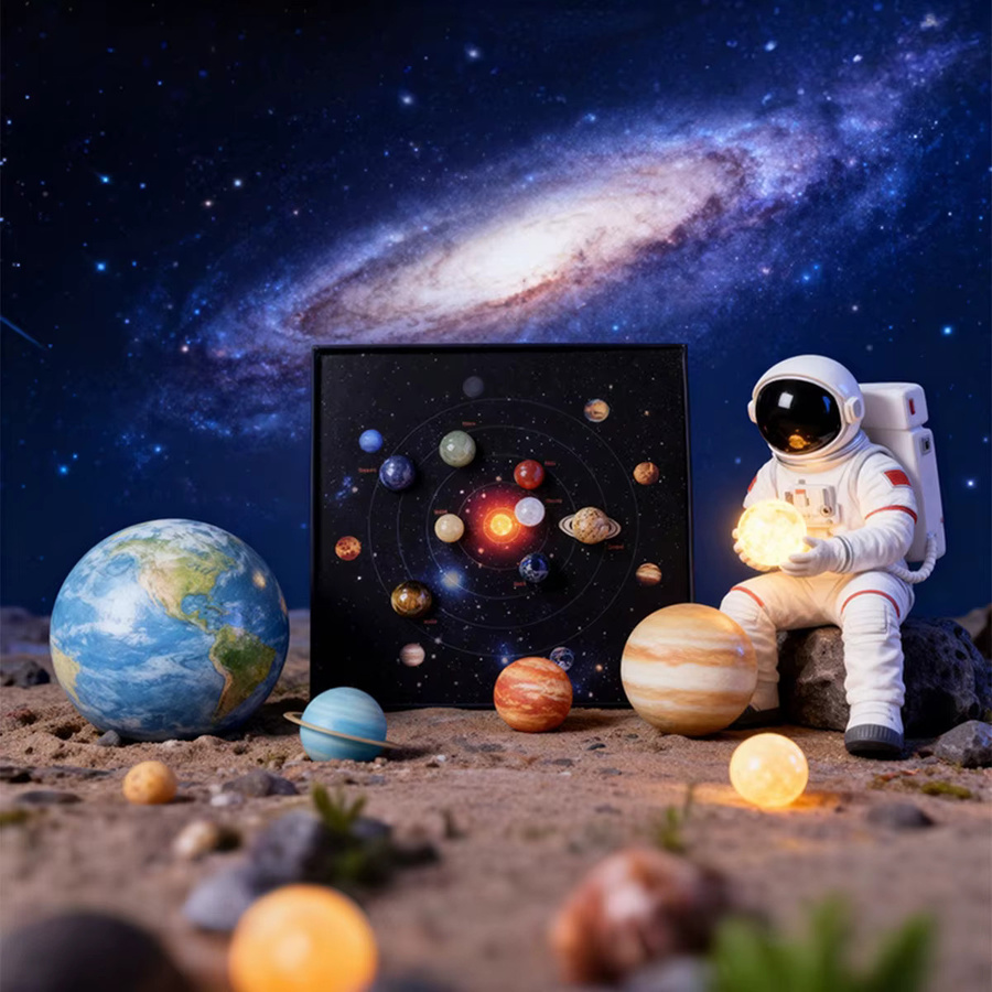 Runyangshi Planeten Naturstein Kristalle Set mit 8 Mineralproben in Multicolour als Tischdekoration - Bild 5