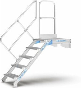 Zarges LM-Treppe mit Plattform 45 Grad in Silber aus Aluminium, 5 Stufen, Breite: 80 cm, Höhe: 107 cm - Bild 1
