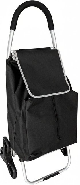 Relaxdays Einkaufstrolley aus Aluminium und Polyester in Schwarz, klappbarer Treppensteiger, B/T/H: 101 x 48 x 38 cm - Bild 1