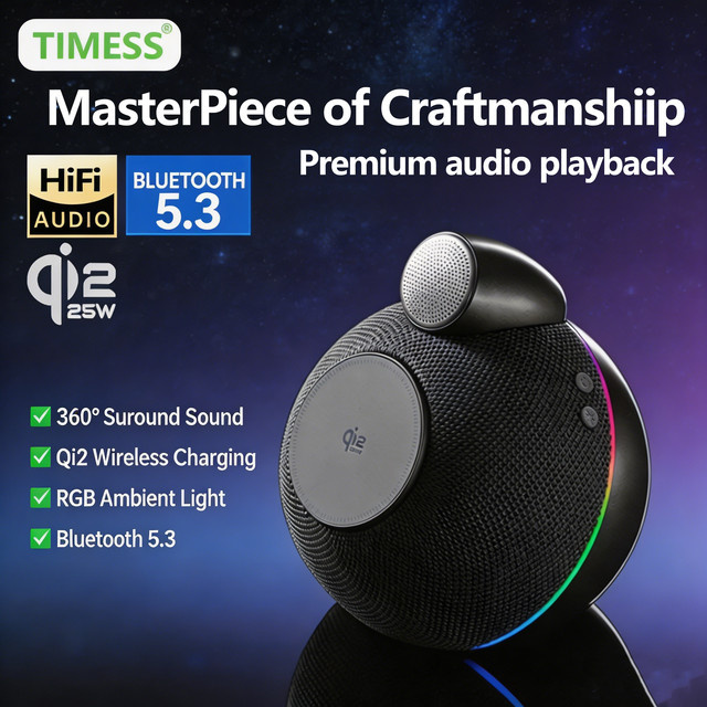 TIMESS QI2.2 Kabellose Ladestation mit Bluetooth Musikfunktion und 25W Leistung für iPhone, Apple Watch und AirPods in Weiß - Bild 1