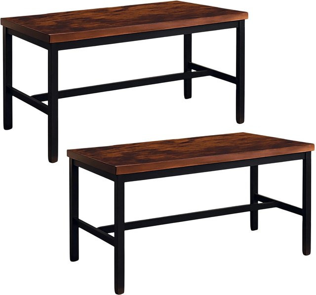 Relaxdays Sitzbank 2er Set im Industrial-Style aus MDF und Eisen, Dunkelbraun, B/T/H: 108 x 51 x 32 cm - Bild 1
