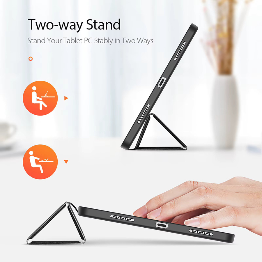 DUX DUCIS Tablet-Hülle mit dreifach faltbarem Ständer und Stylus-Stifthalter für iPad Pro 11/12,9 Zoll, iPad Air 5/6 und iPad 7/8/9 10,2 Zoll in Schwarz mit Auto-Sleep-Wake Funktion - Bild 2
