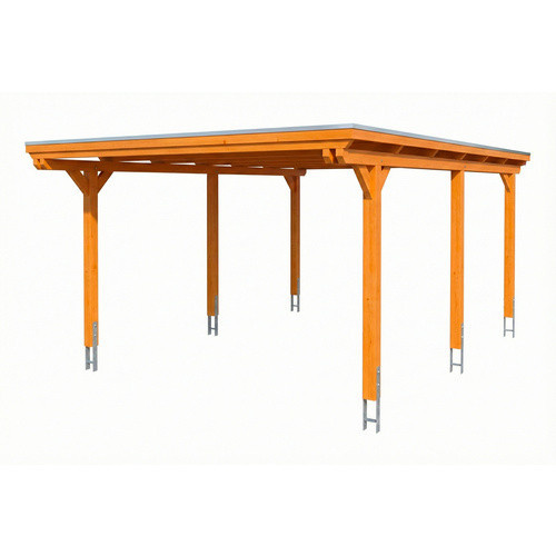 SKANHOLZ Carport Emsland aus Fichte in Eiche Hell mit Stahl-Flachdach und Regenrinne, B/T: 402 x 604 cm - Bild 3