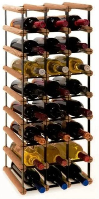 PROREGAL Modulares Weinregal Vinotega aus massivem Kiefernholz, Braun geölt, H x B x T: 82,5 x 32,5 x 24,5 cm - Bild 1