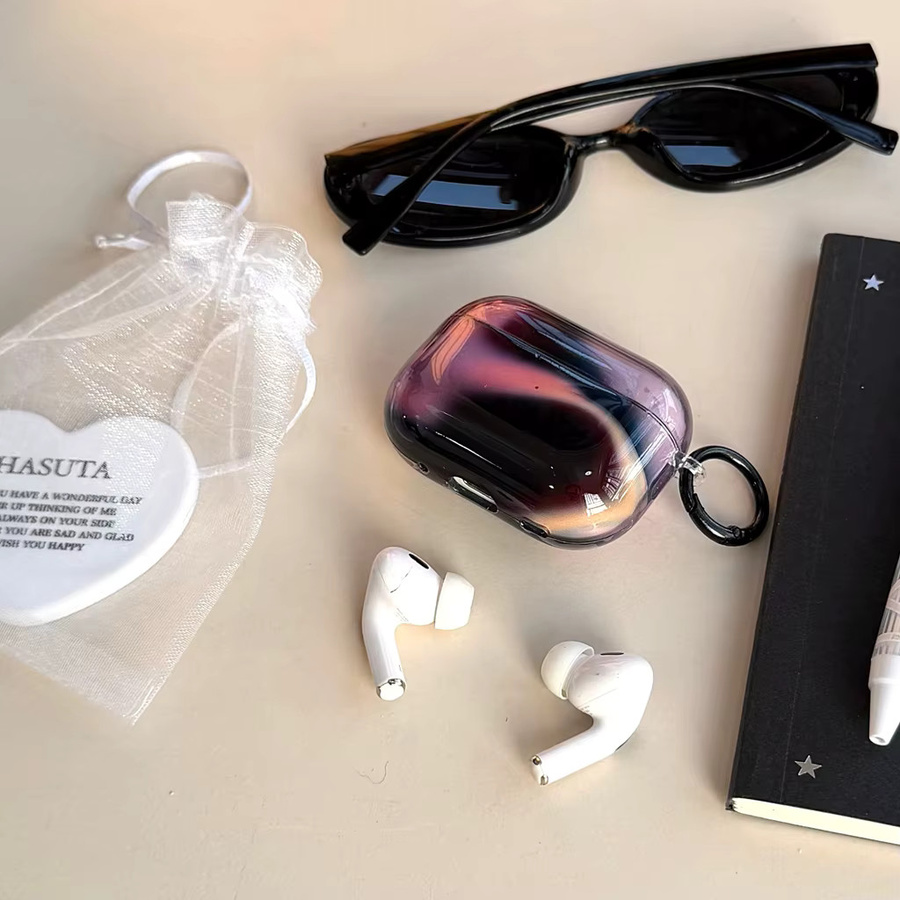 Stoßfeste AirPods Schutzhülle mit Haken in Lila-Schwarz Farbverlauf für AirPods 1, 2, 3, 4 und Pro 2 - Bild 5