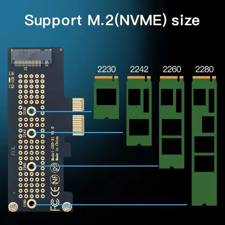 Kebidumei M.2 NVMe SSD zu PCIe 4.0 3.0 Adapter Erweiterungskarte in Schwarz für 2230 2242 2260 2280 SSDs - Bild 2